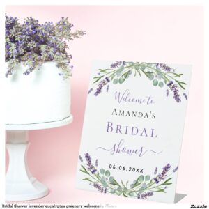 Bridal Shower lavender eucalyptus greenery welcome Pedestal Sign