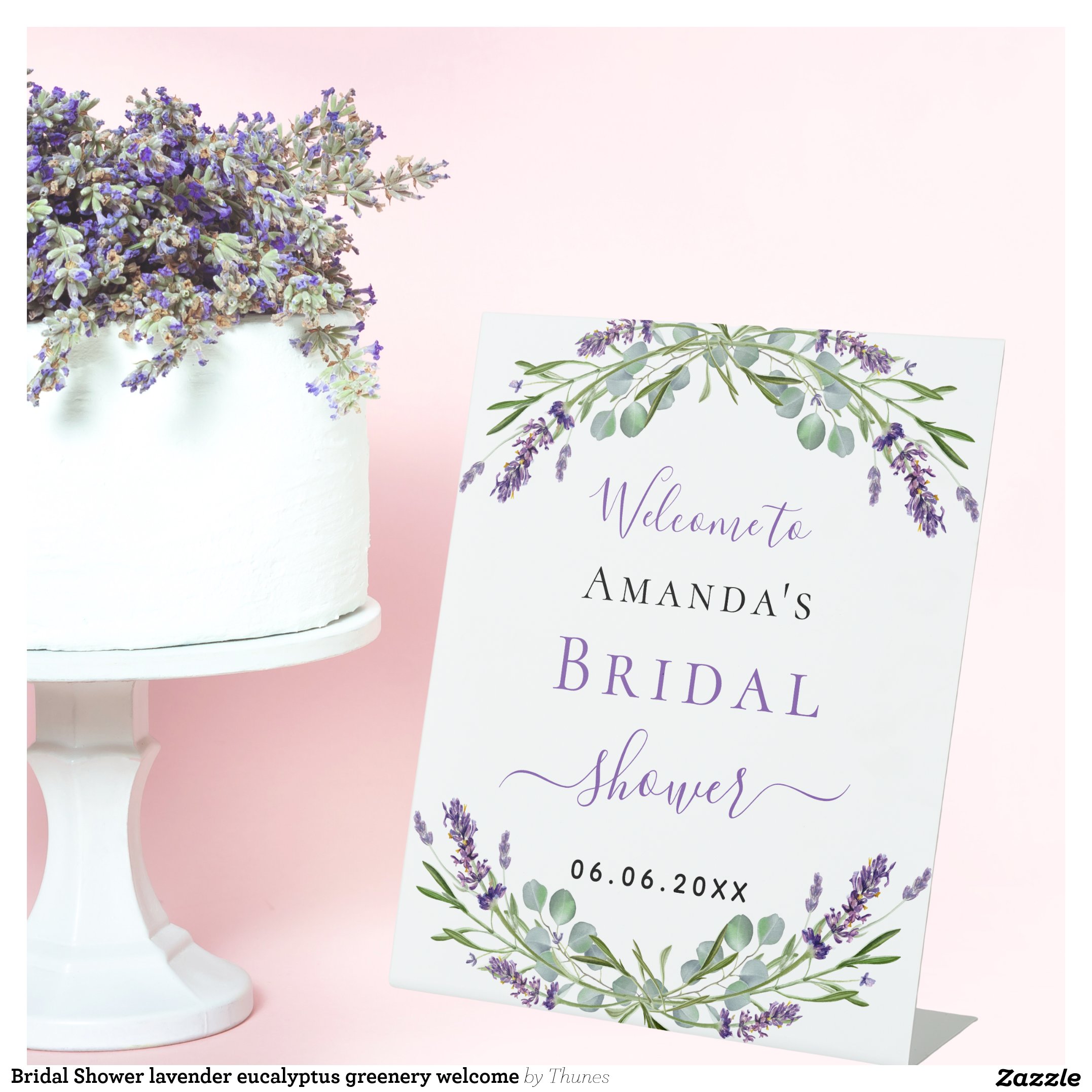 Bridal Shower lavender eucalyptus greenery welcome Pedestal Sign