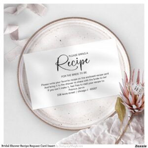 Bridal Shower Recipe Request Card Insert