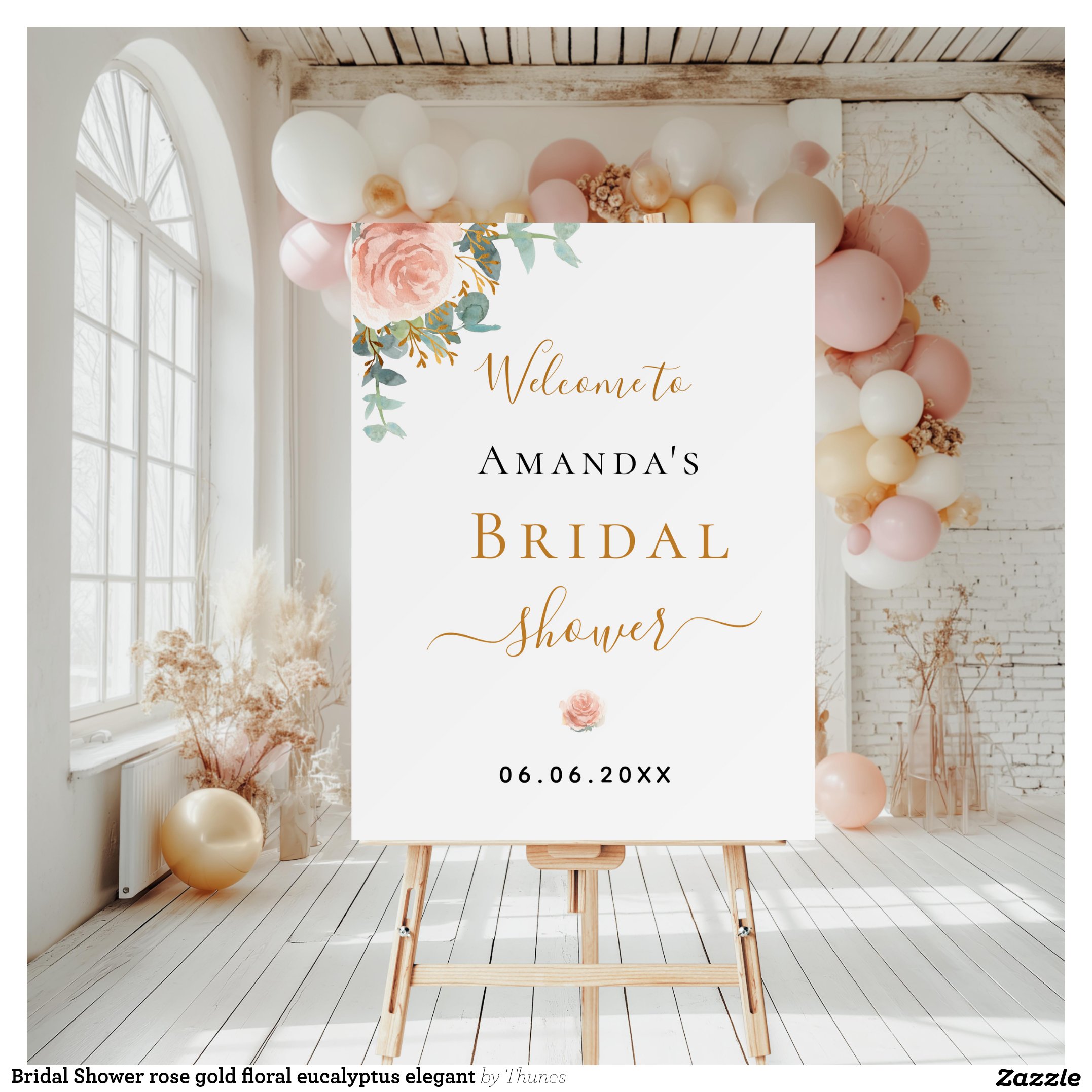 Bridal Shower rose gold floral eucalyptus elegant Foam Board