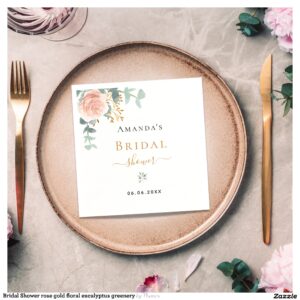 Bridal Shower rose gold floral eucalyptus greenery Napkins
