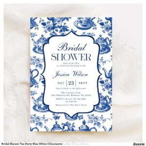 Bridal Shower Tea Party Blue White Chinoiserie Invitation