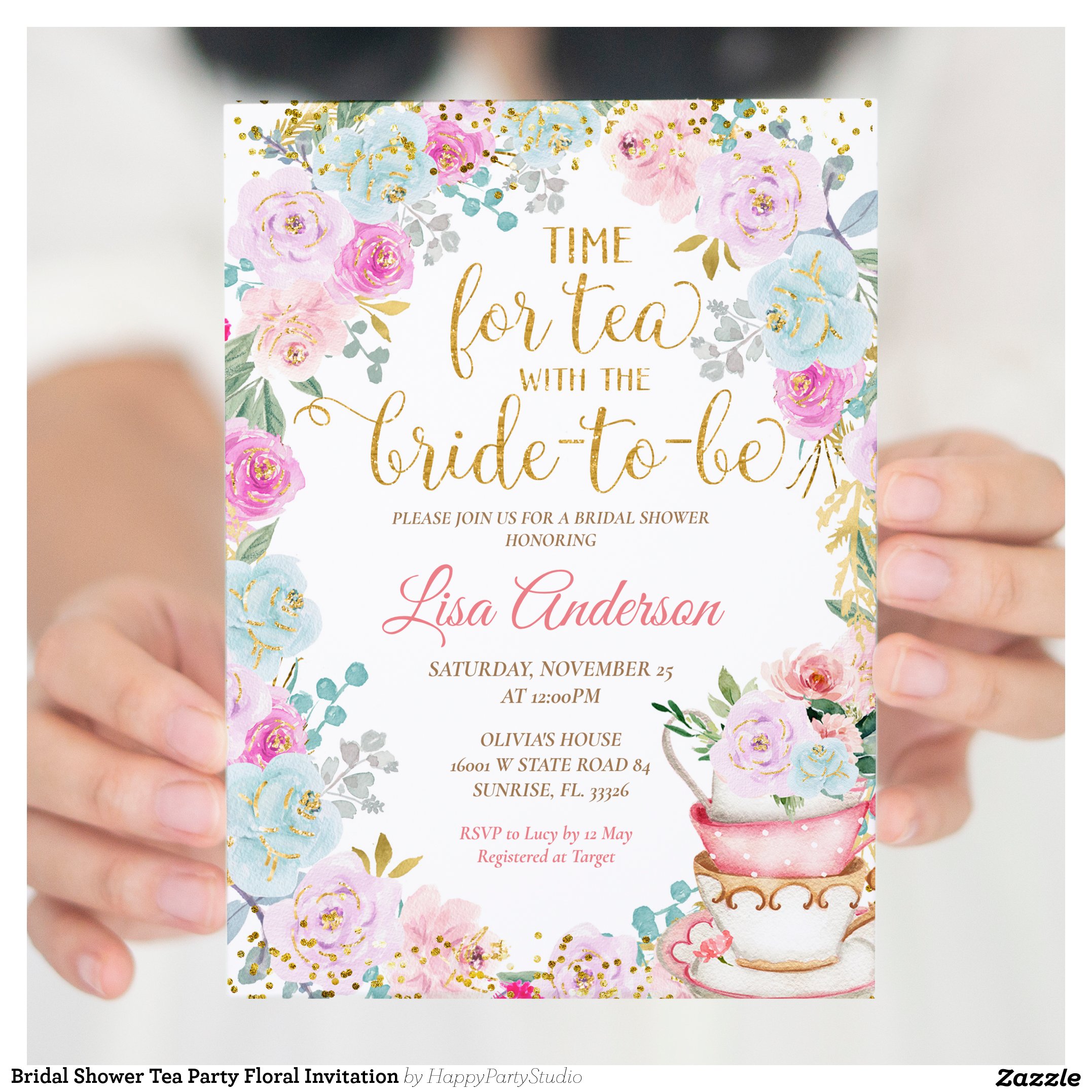 Bridal Shower Tea Party Floral Invitation