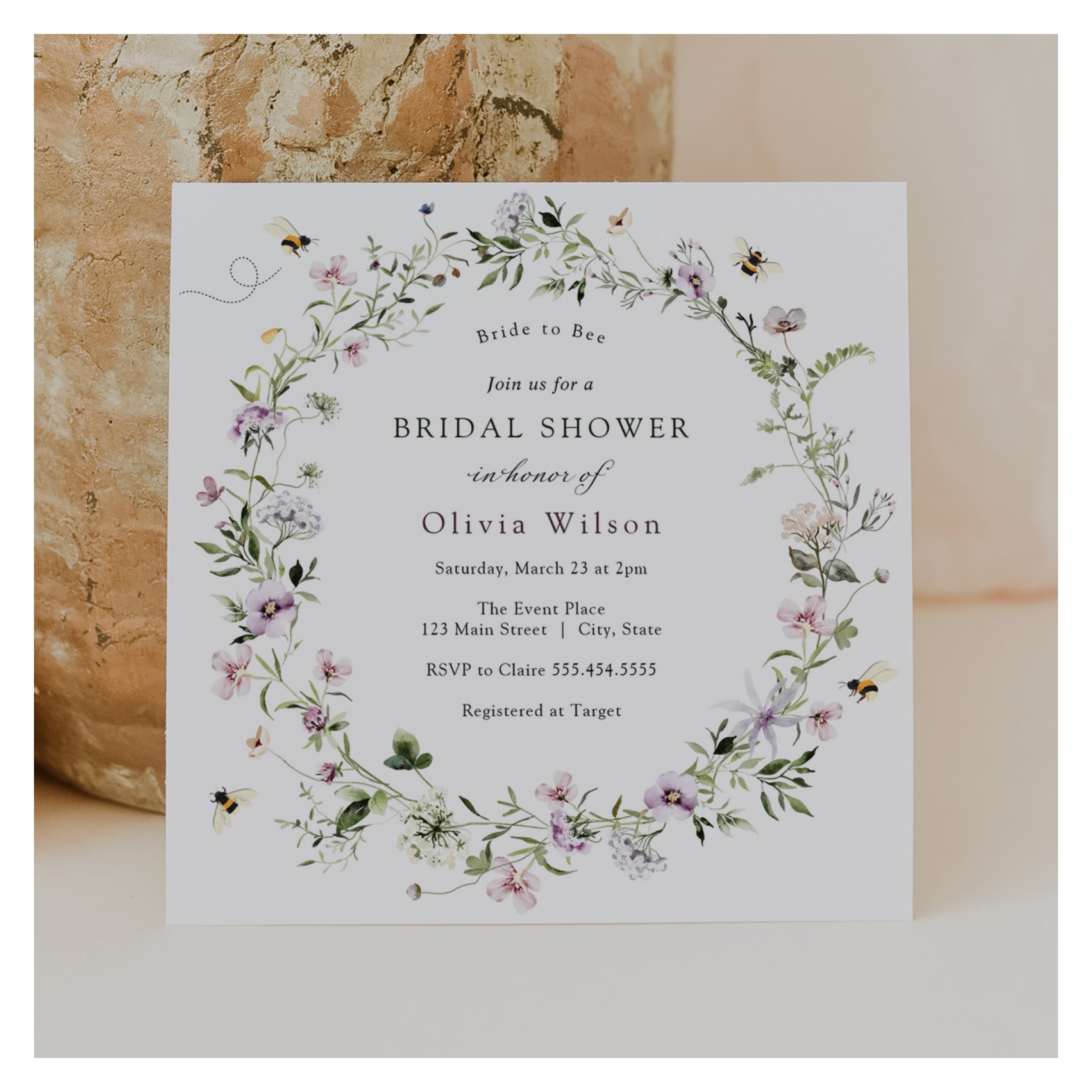 Bride to Bee Lavender Wildflower Bridal Shower Inv Invitation