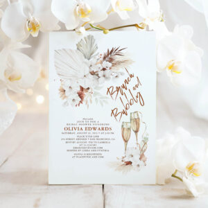 Brunch and Bubbly Boho Pampas Grass Bridal Shower Invitation