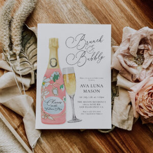 Brunch and Bubbly Champagne Bridal Shower Invitati Invitation