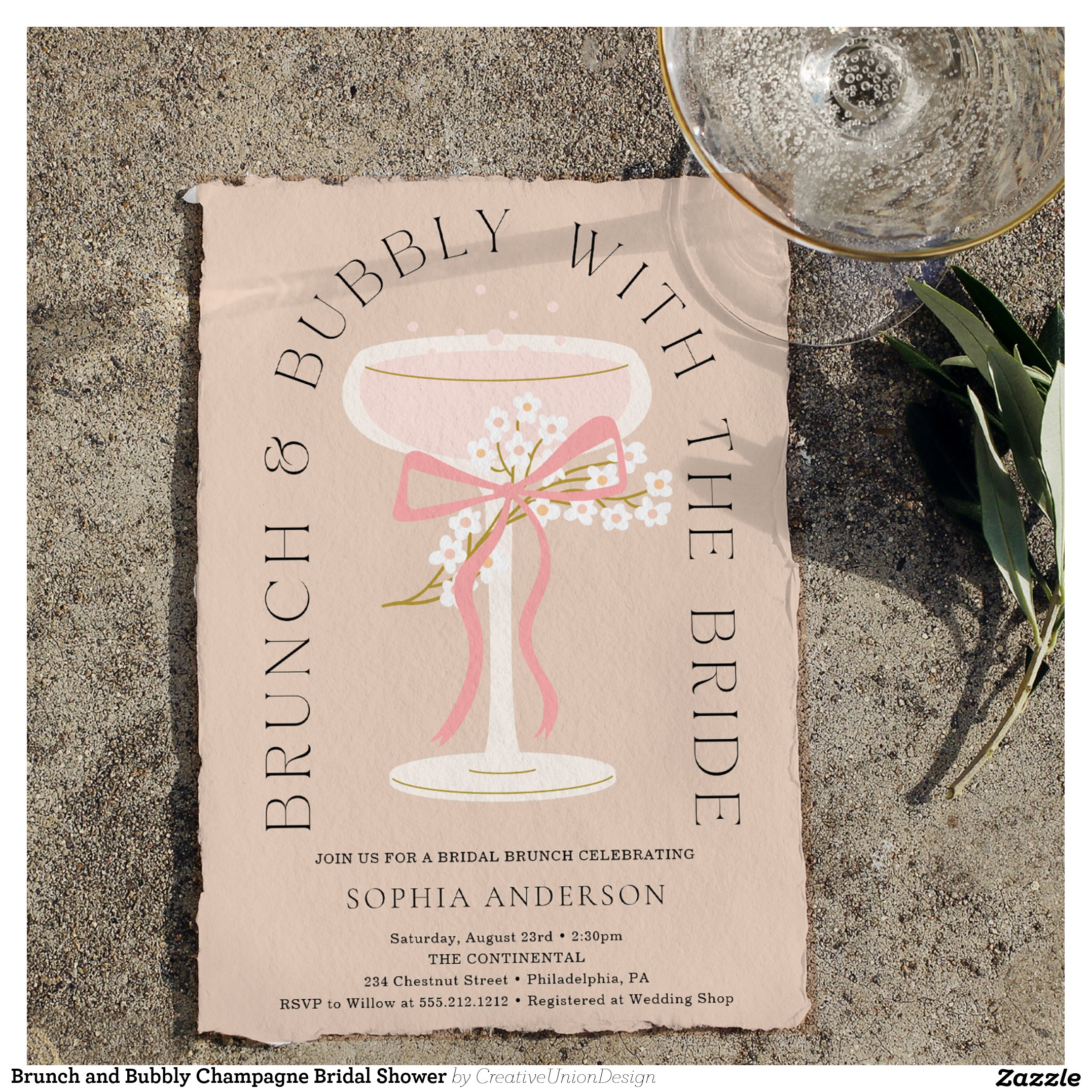 Brunch and Bubbly Champagne Bridal Shower Invitation