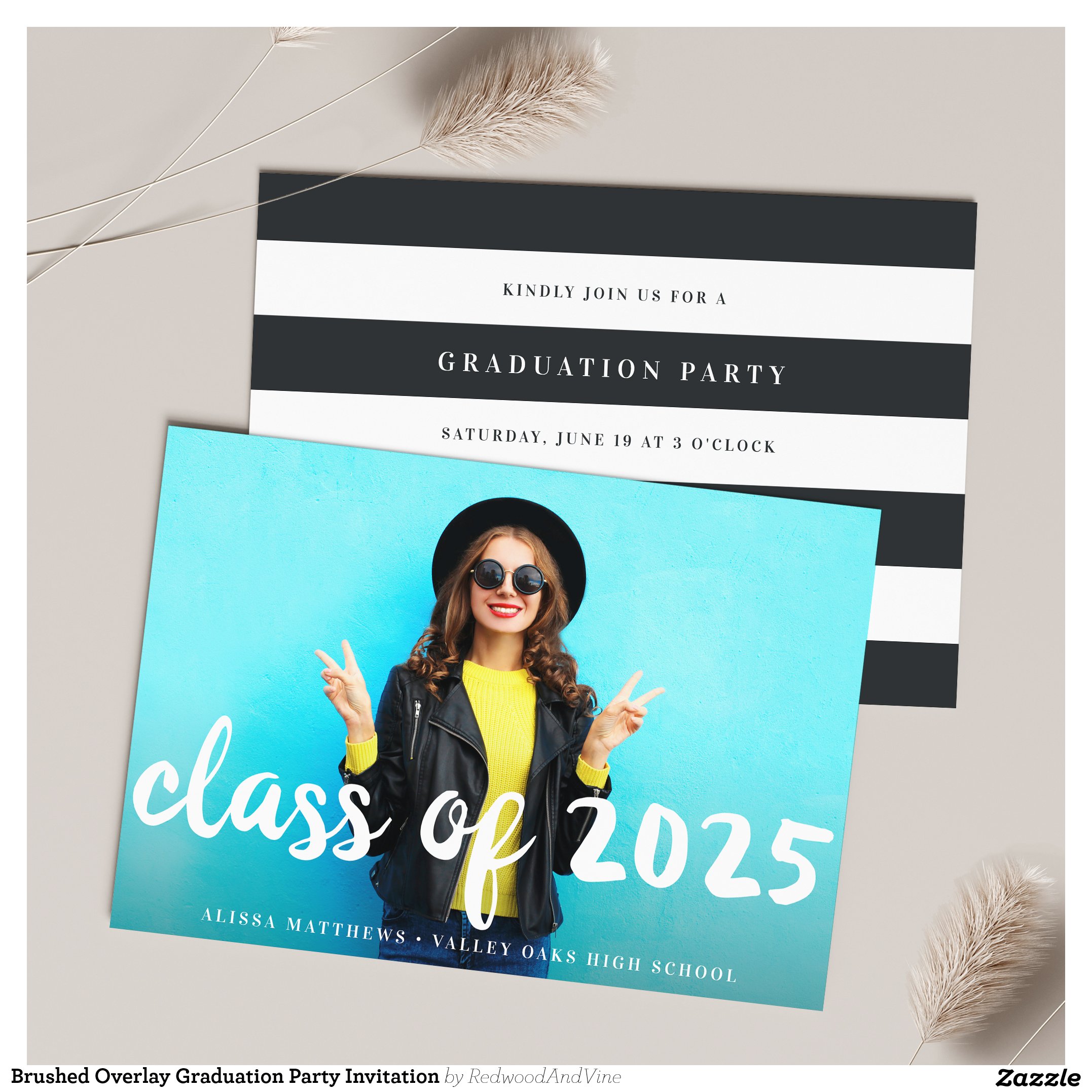 Brushed Overlay Graduation Party Invitation