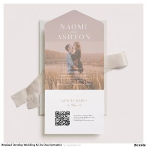 Brushed Overlay Wedding All In One Invitation