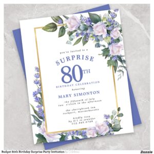 Budget 80th Birthday Surprise Party Invitation