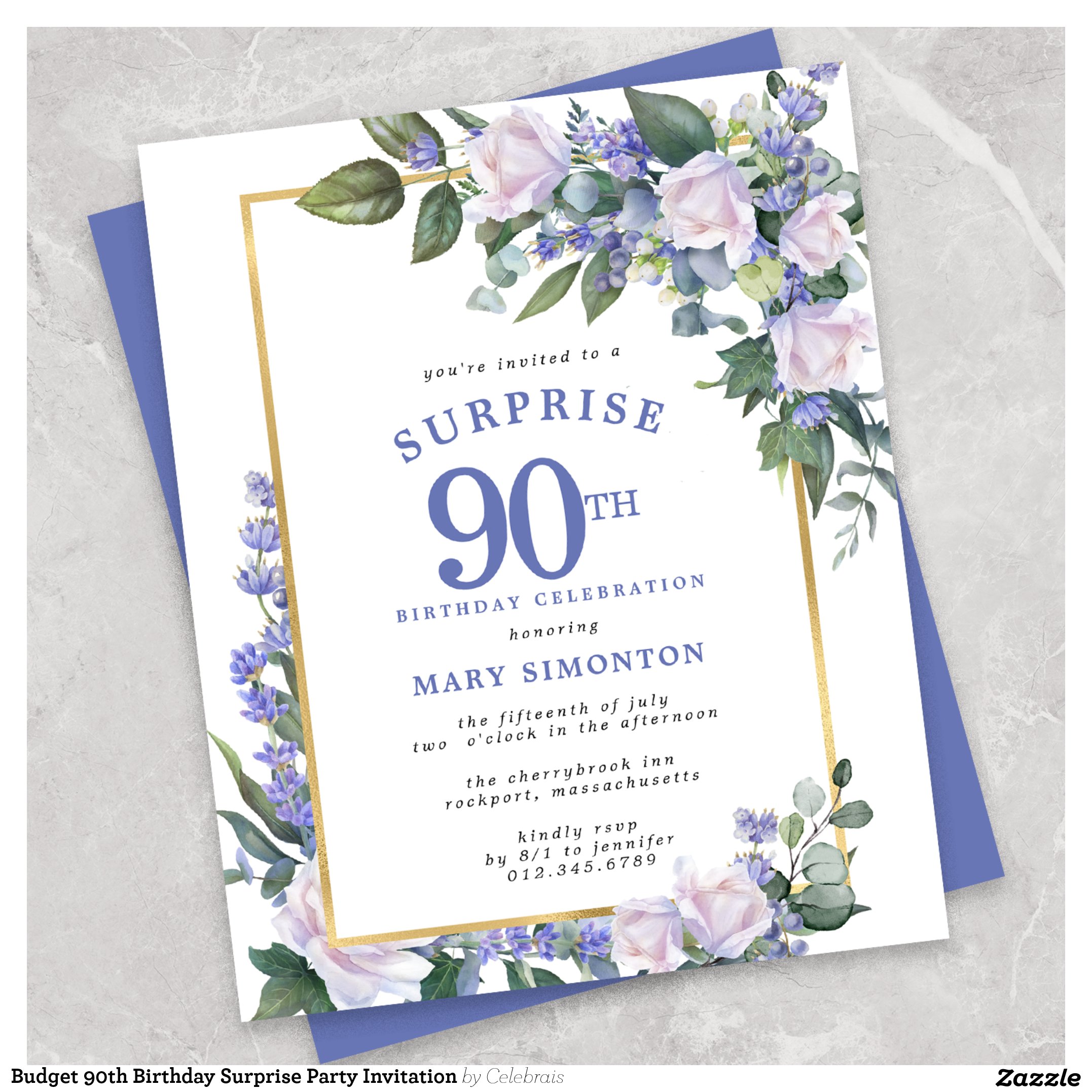 Budget 90th Birthday Surprise Party Invitation