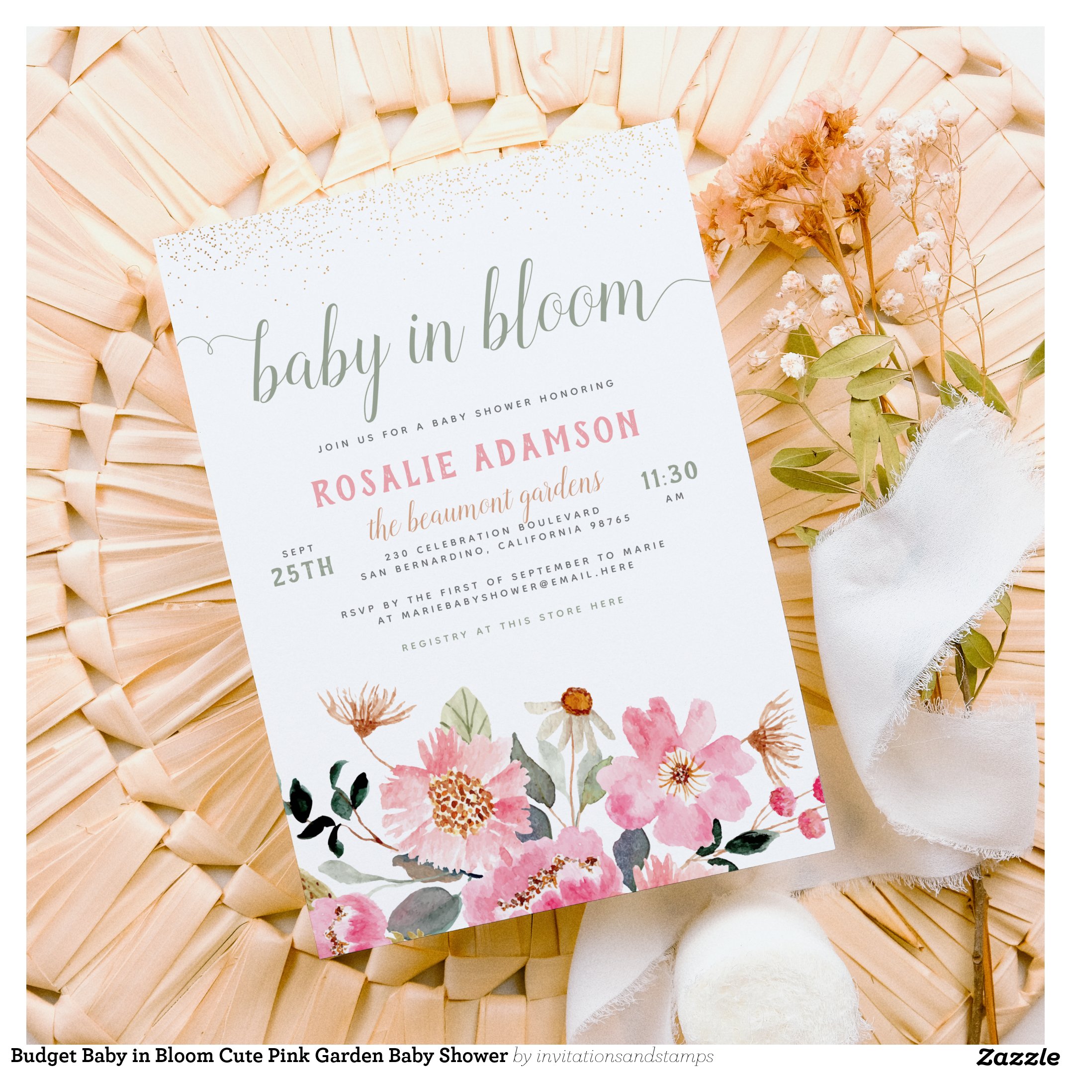 Budget Baby in Bloom Cute Pink Garden Baby Shower