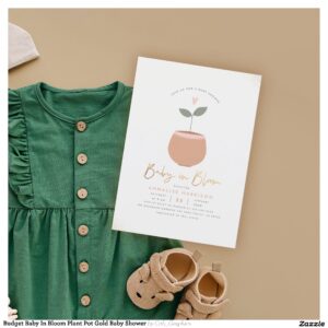 Budget Baby In Bloom Plant Pot Gold Baby Shower