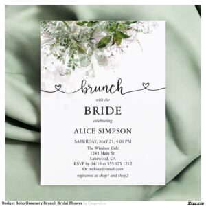 Budget Boho Greenery Brunch Bridal Shower Invitation Postcard