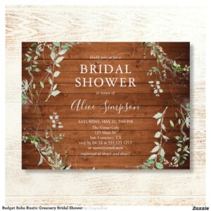 Budget Boho Rustic Greenery Bridal Shower Invitation Postcard