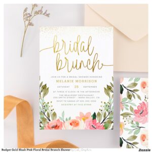 Budget Gold Blush Pink Floral Bridal Brunch Shower