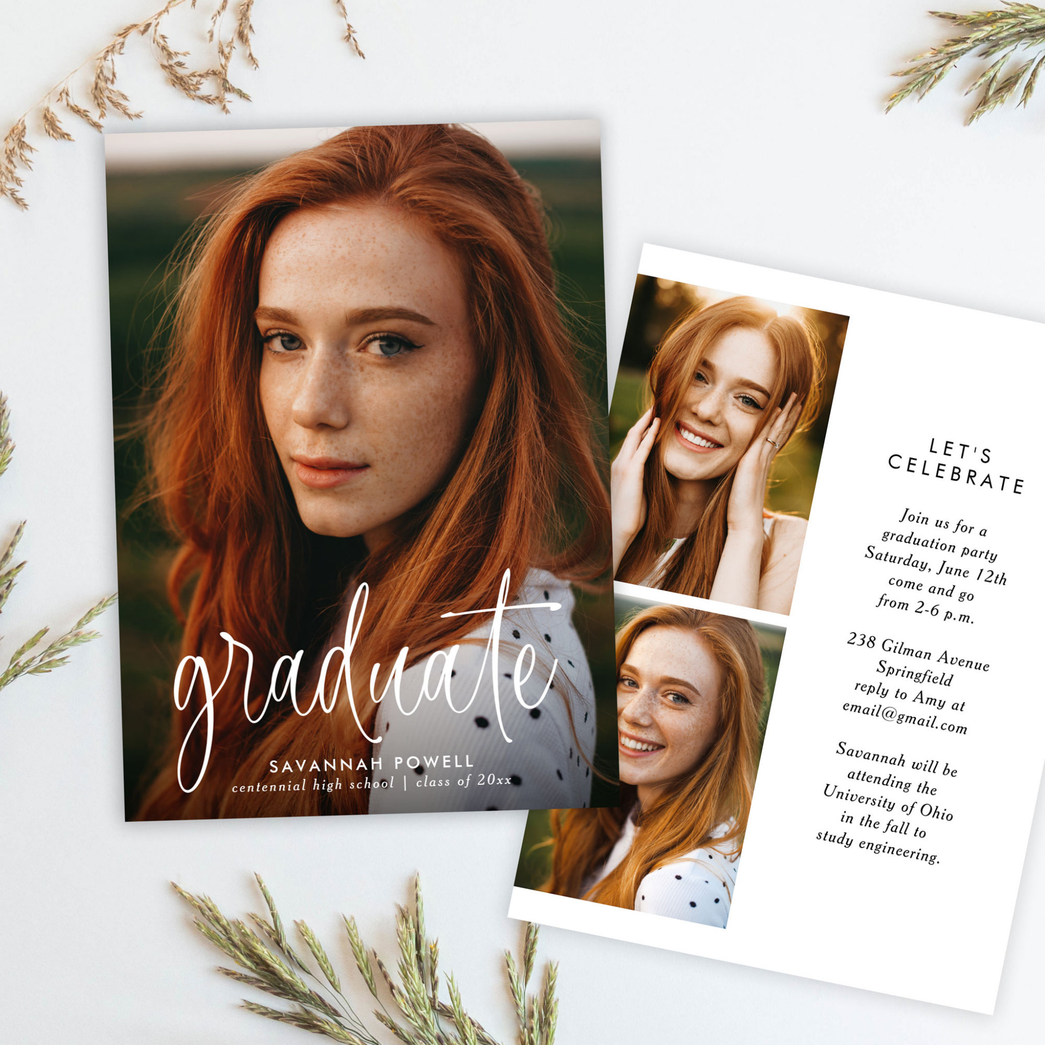 Budget Modern Calligraphy Photo Graduation Party Invitation