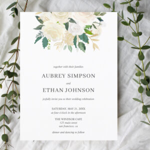 Budget White Flowers Boho Wedding Invitation Postcard