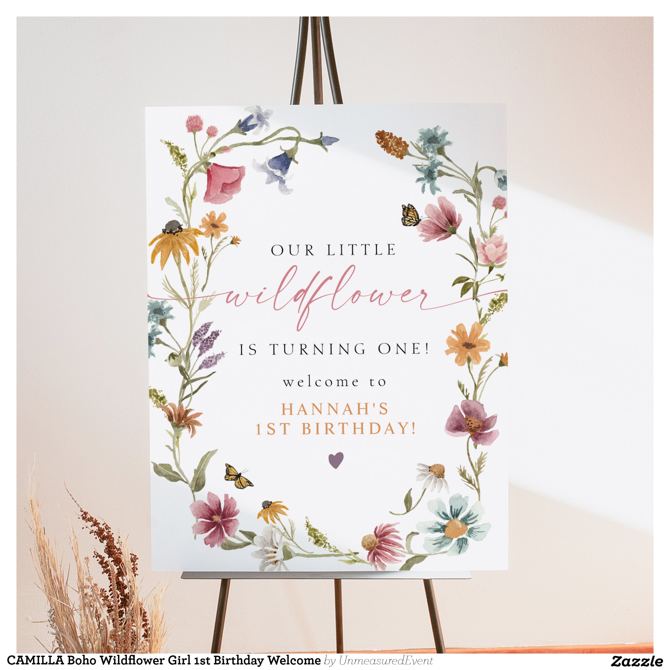 CAMILLA Boho Wildflower Girl 1st Birthday Welcome Foam Board