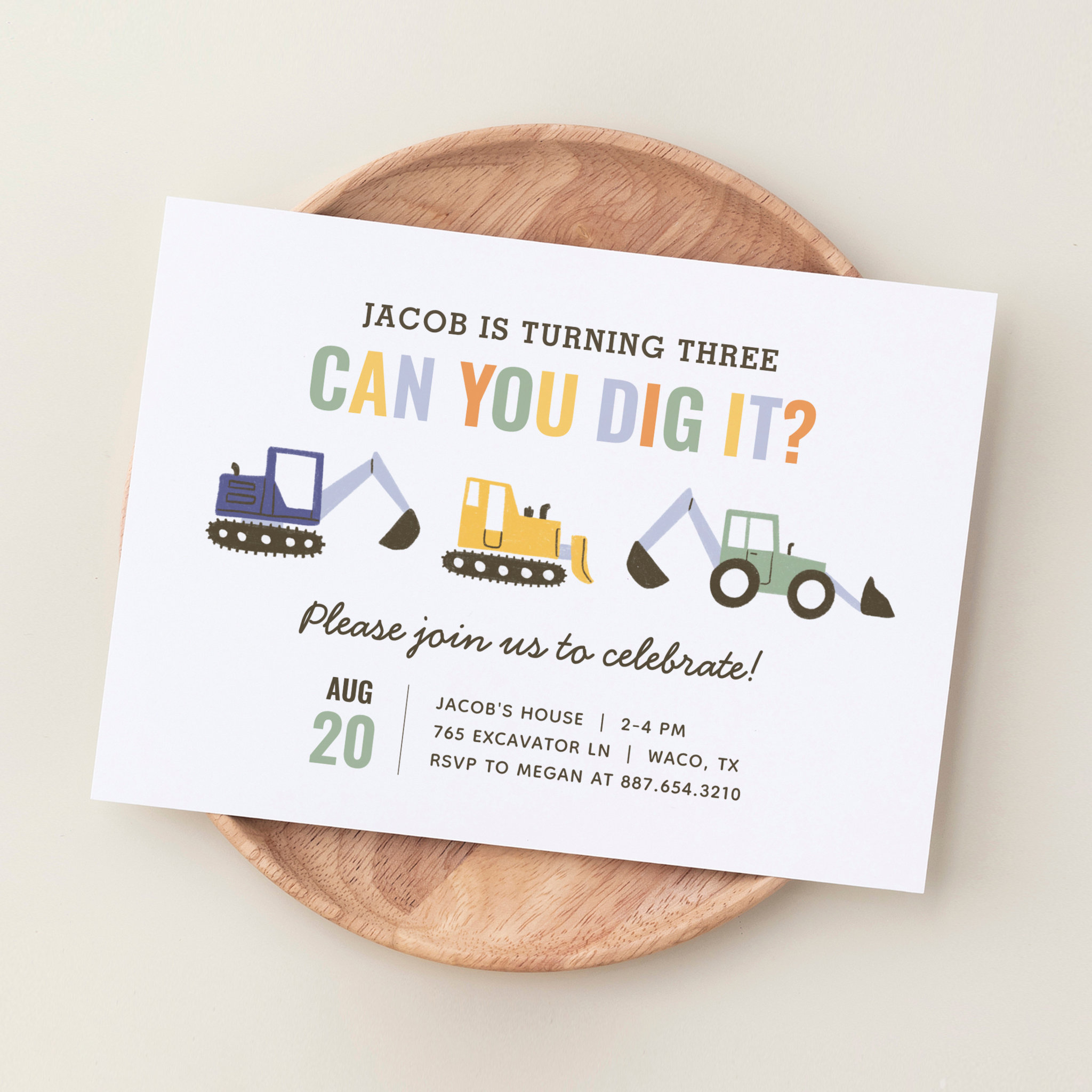 Can You Dig It Construction Birthday Party Invitat Invitation