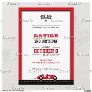 Car Race Birthday Invitation