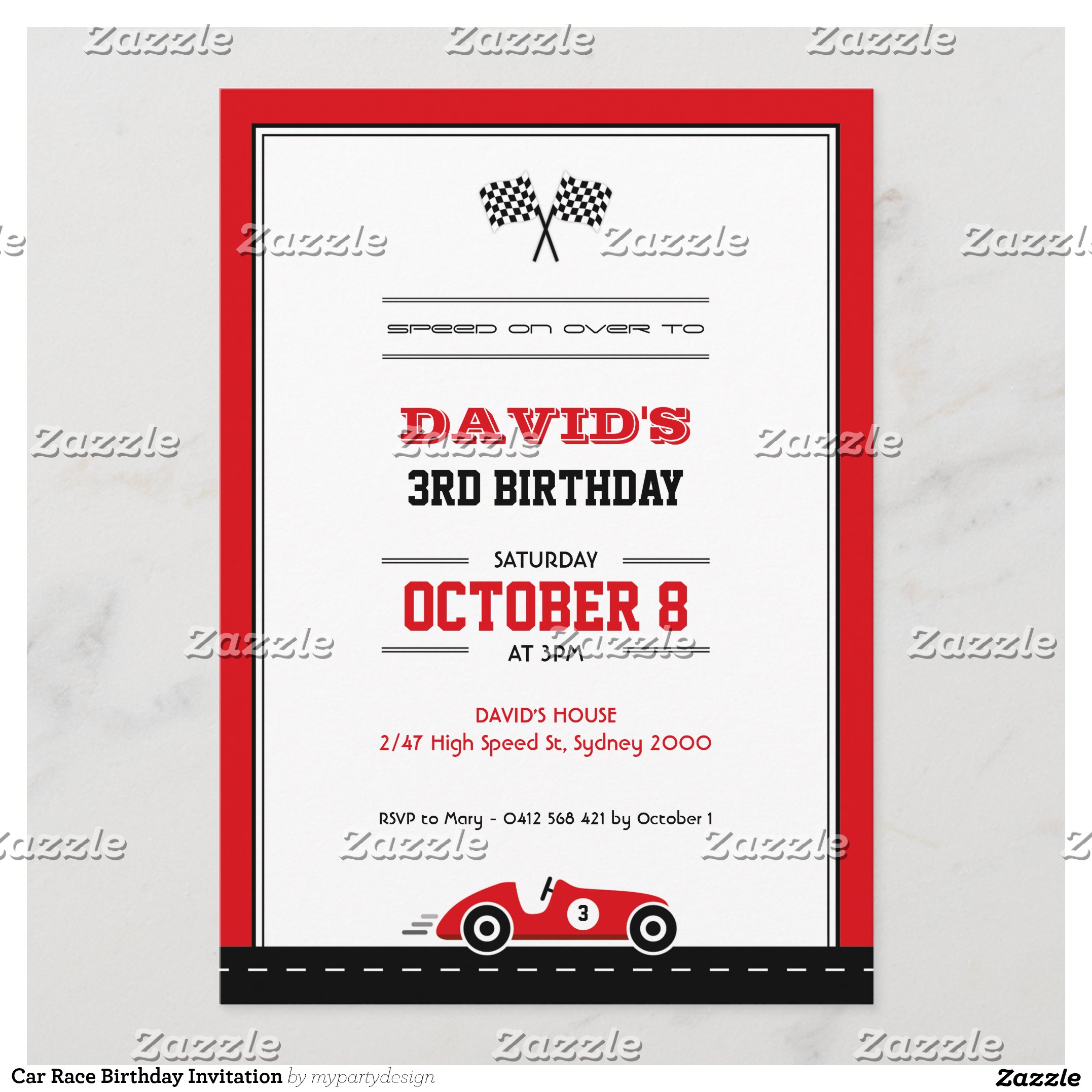 Car Race Birthday Invitation