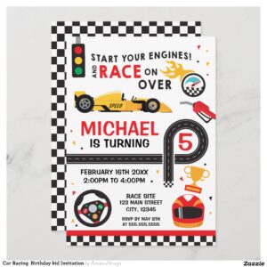 Car Racing  Birthday kid Invitation