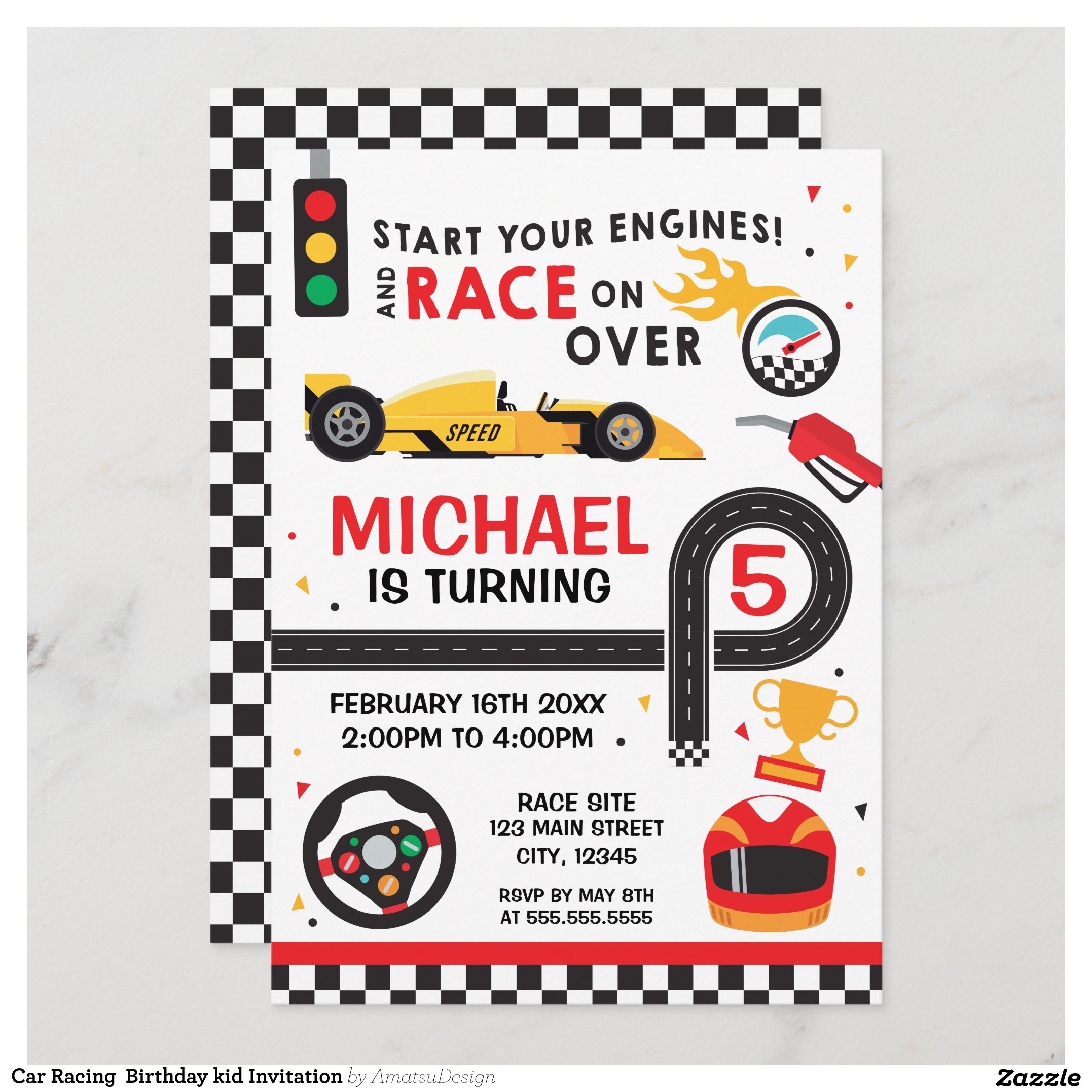 Car Racing Birthday kid Invitation