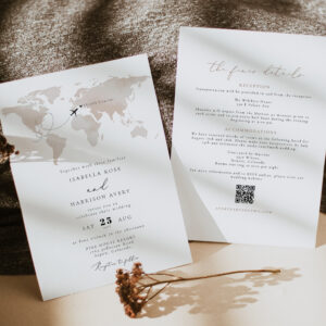 CARMEN Destination Watercolor Map Travel Wedding Invitation