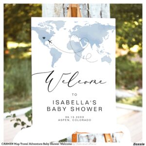 CARMEN Map Travel Adventure Baby Shower Welcome Foam Board