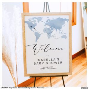 CARMEN Map Travel Adventure Baby Shower Welcome Poster