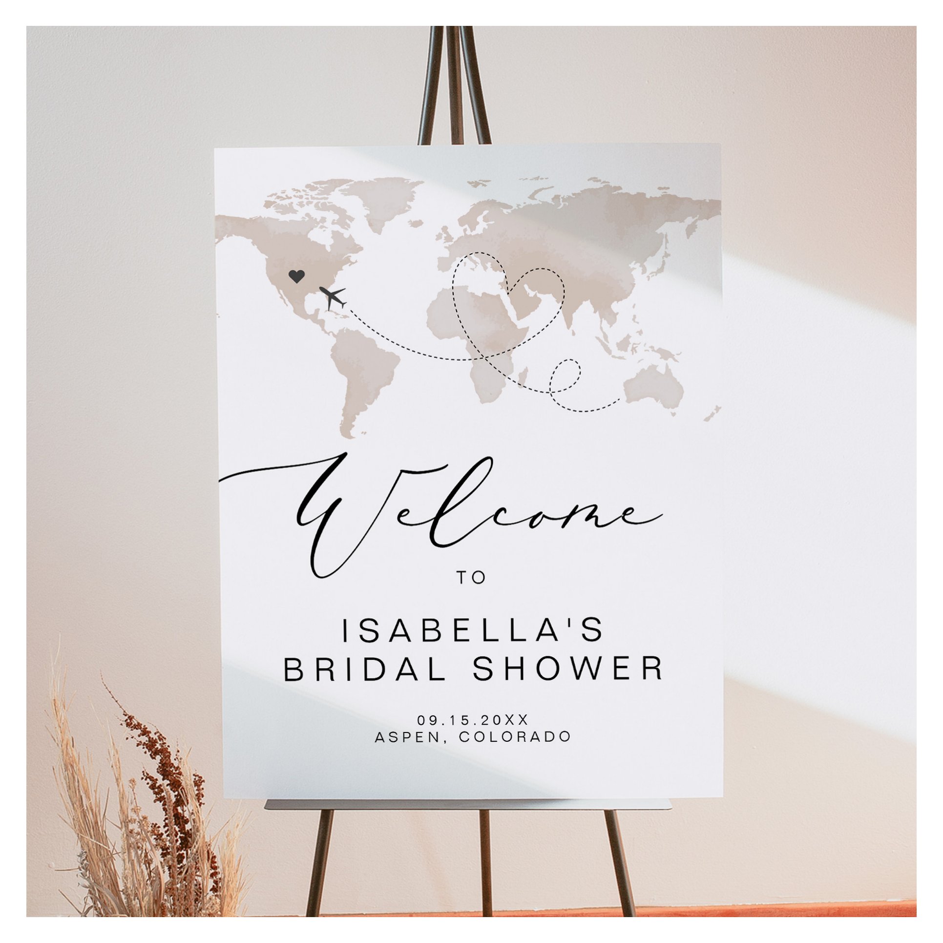 CARMEN Travel Themed Bridal Shower Welcome Sign