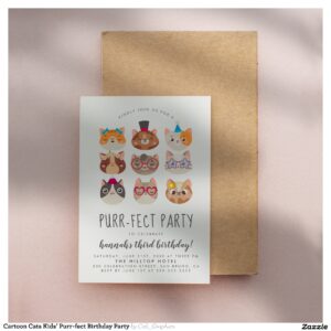 Cartoon Cats Kids? Purr-fect Birthday Party Invitation