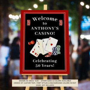 Casino Poker Birthday Party Personalized Welcome Foam Board