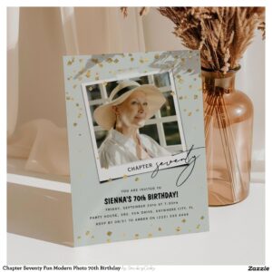 Chapter Seventy Fun Modern Photo 70th Birthday Invitation