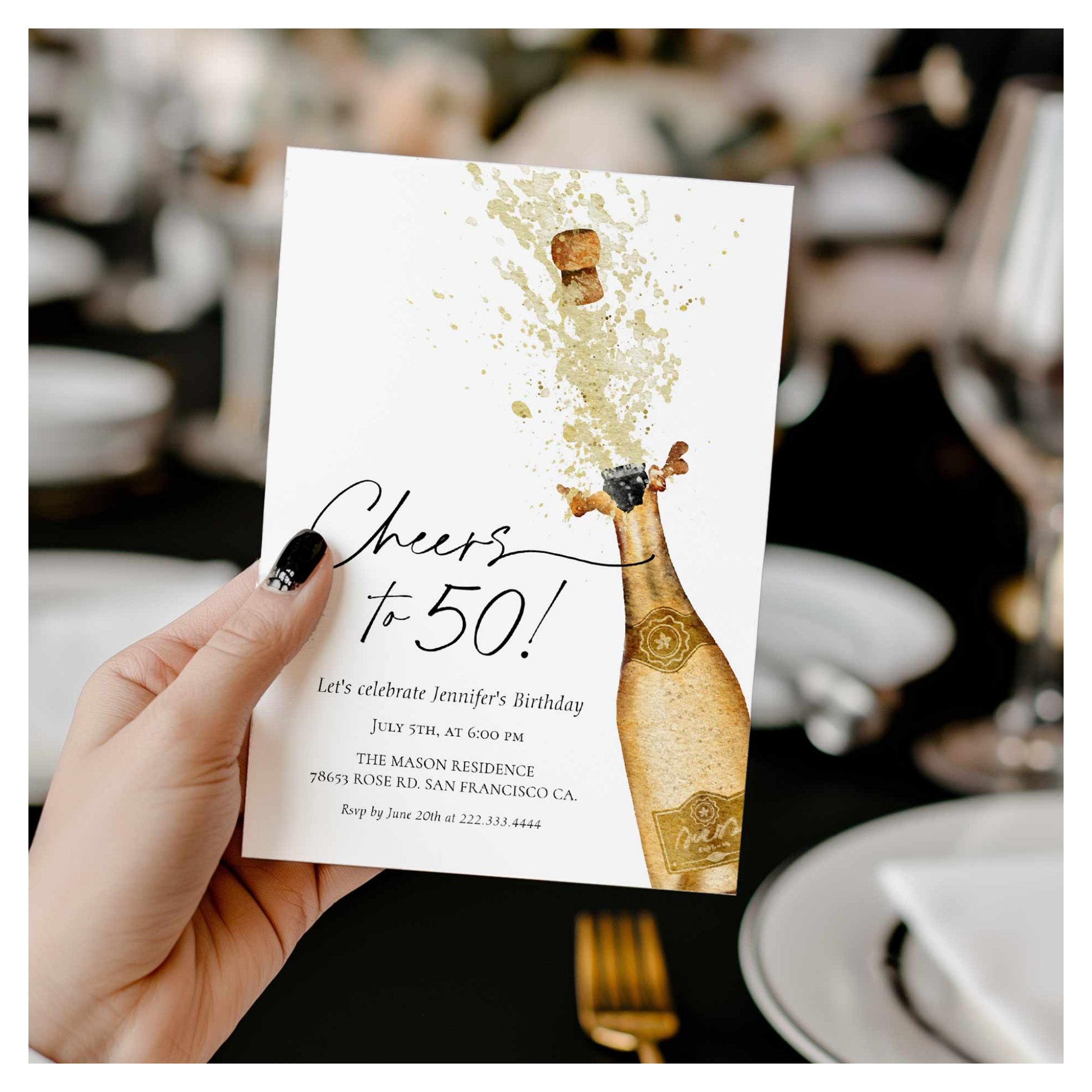 Cheers to 50th Birthday Photo Invitation