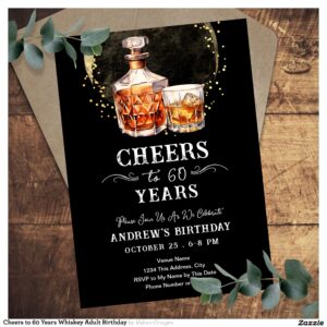 Cheers to 60 Years Whiskey Adult Birthday Invitation