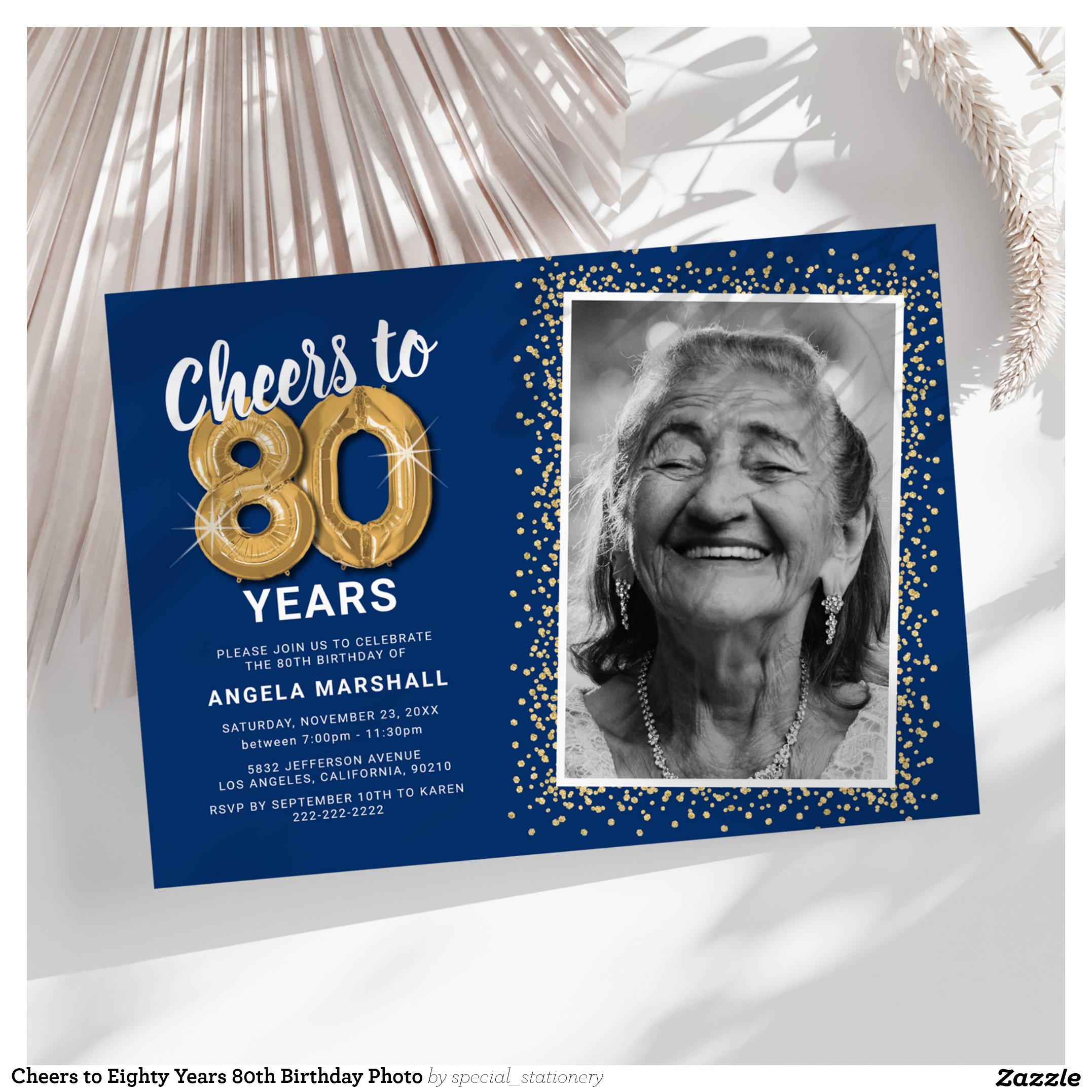 Cheers to Eighty Years 80th Birthday Photo Invitation