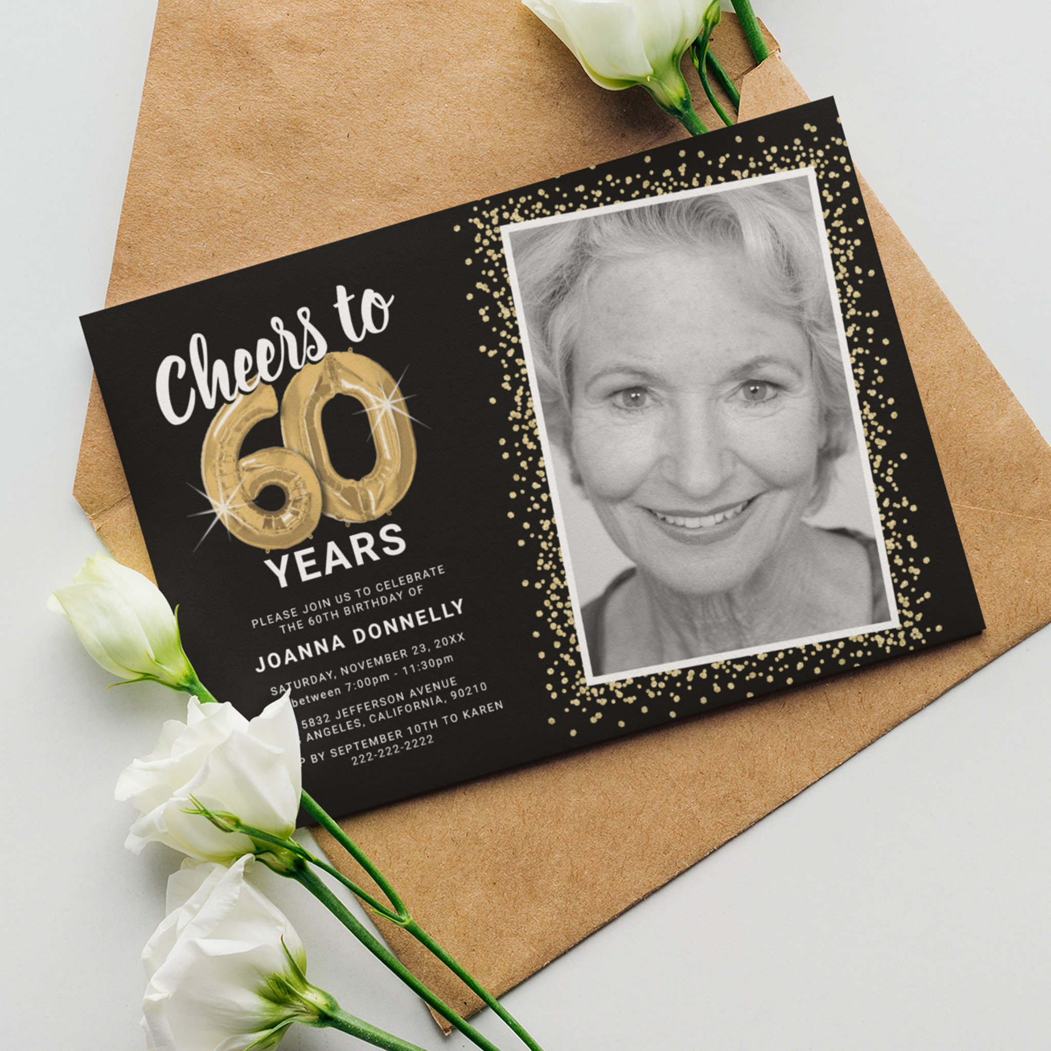 Cheers to Sixty Years 60th Birthday Photo Invitation