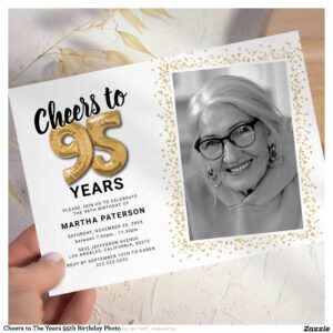 Cheers to The Years 95th Birthday Photo Invitation