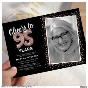 Cheers to The Years 95th Birthday Photo Invitation