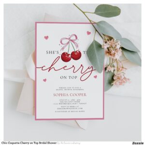 Chic Coquette Cherry on Top Bridal Shower Invitation