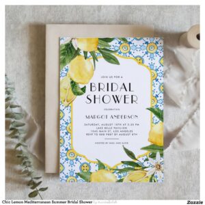 Chic Lemon Mediterranean Summer Bridal Shower Invitation