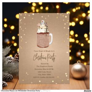 Chocolate Mason Jar Milkshake Christmas Party Invitation