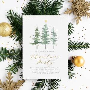 Christmas Pines Budget Holiday Party Invitation