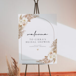 CIERA Bohemian Pampas Arch Bridal Shower Welcome Foam Board