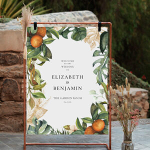 Citrus Floral Botanical Wedding Welcome Foam Board