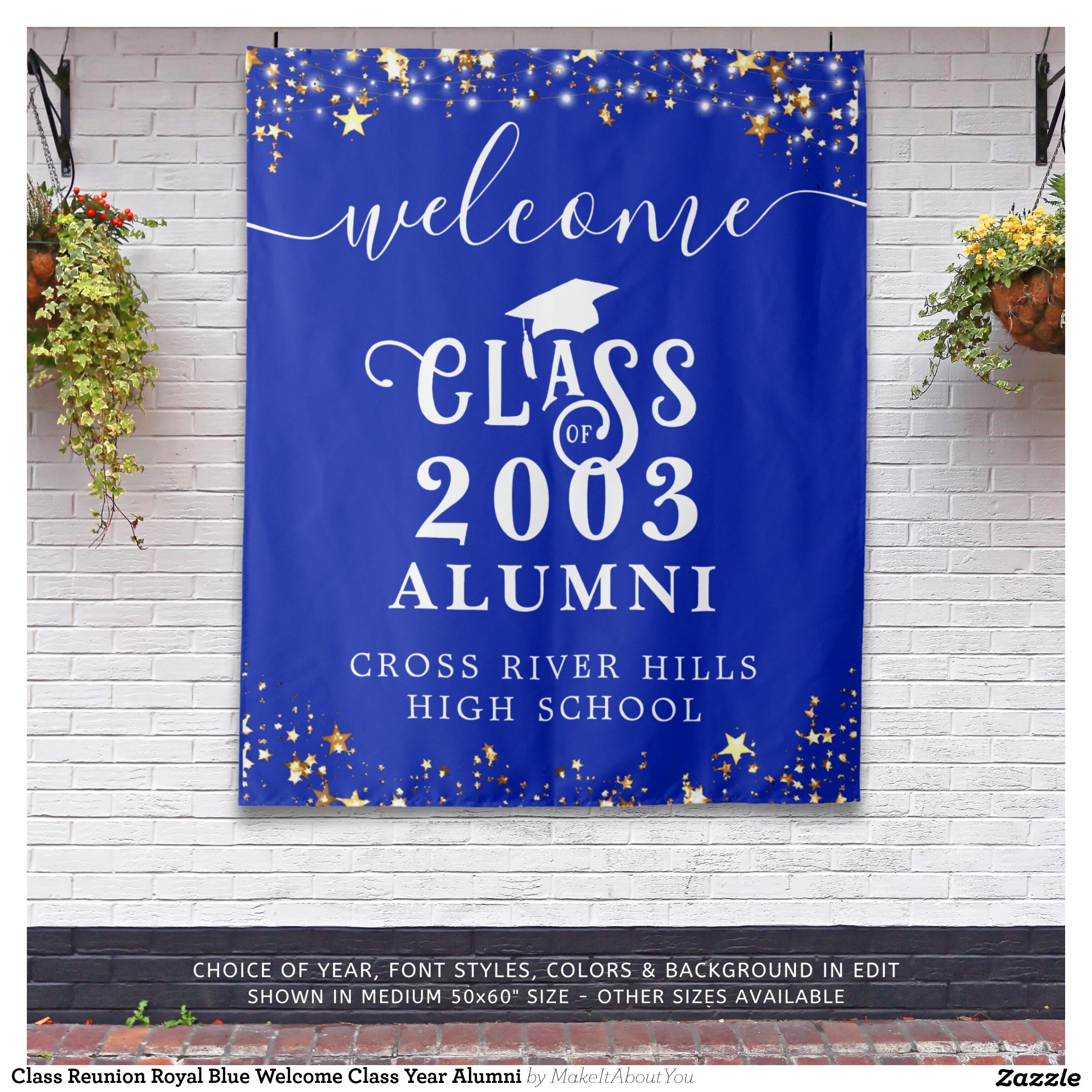 Class Reunion Royal Blue Welcome Class Year Alumni Tapestry