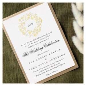 Classic Botanical Floral Wreath Wedding Foil Invitation