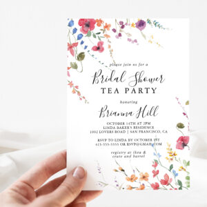 Classic Colorful Wild Bridal Shower Tea Party Invitation